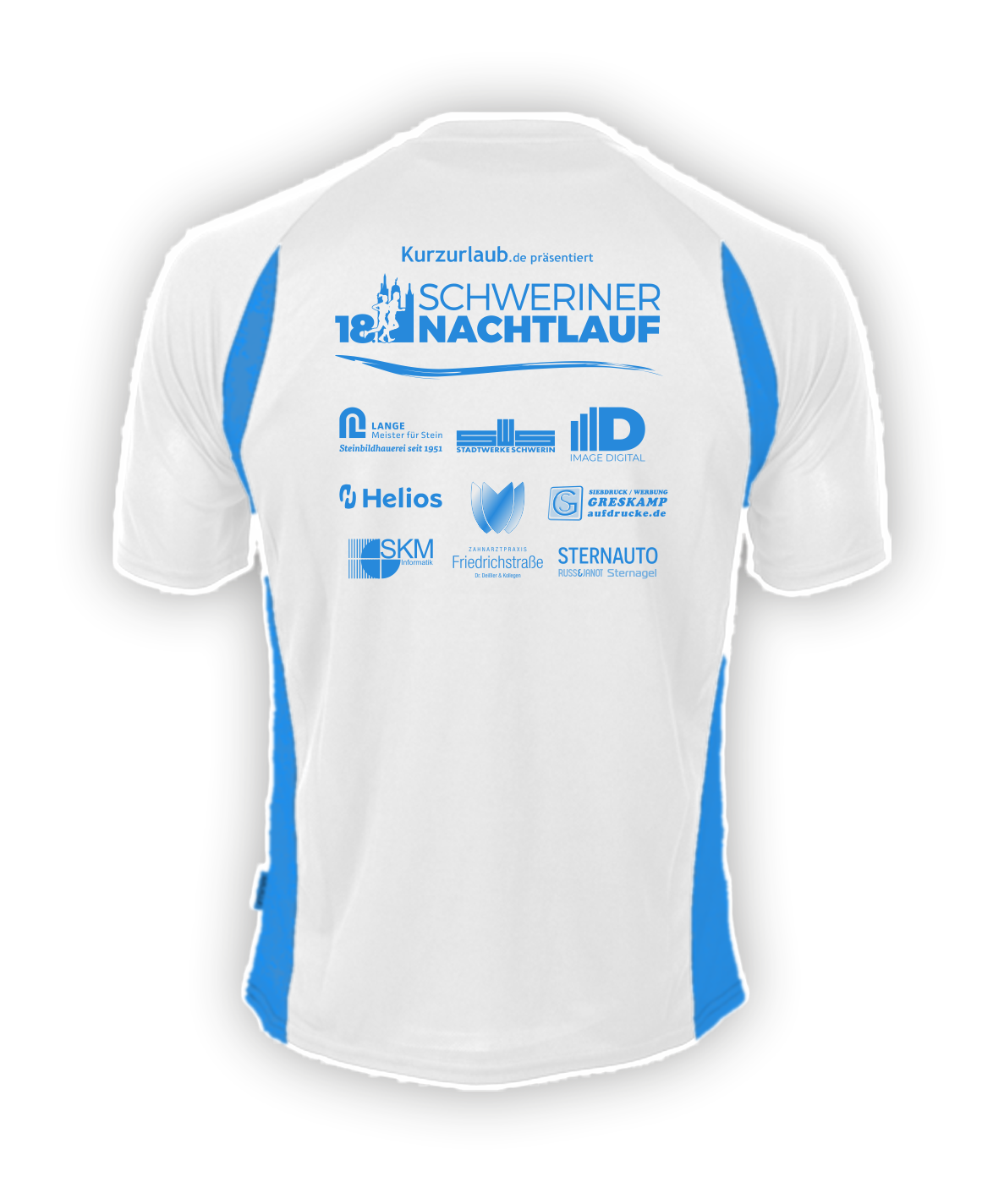 Rückseite vom T-Shirt Nachtlauf Schwerin 2023